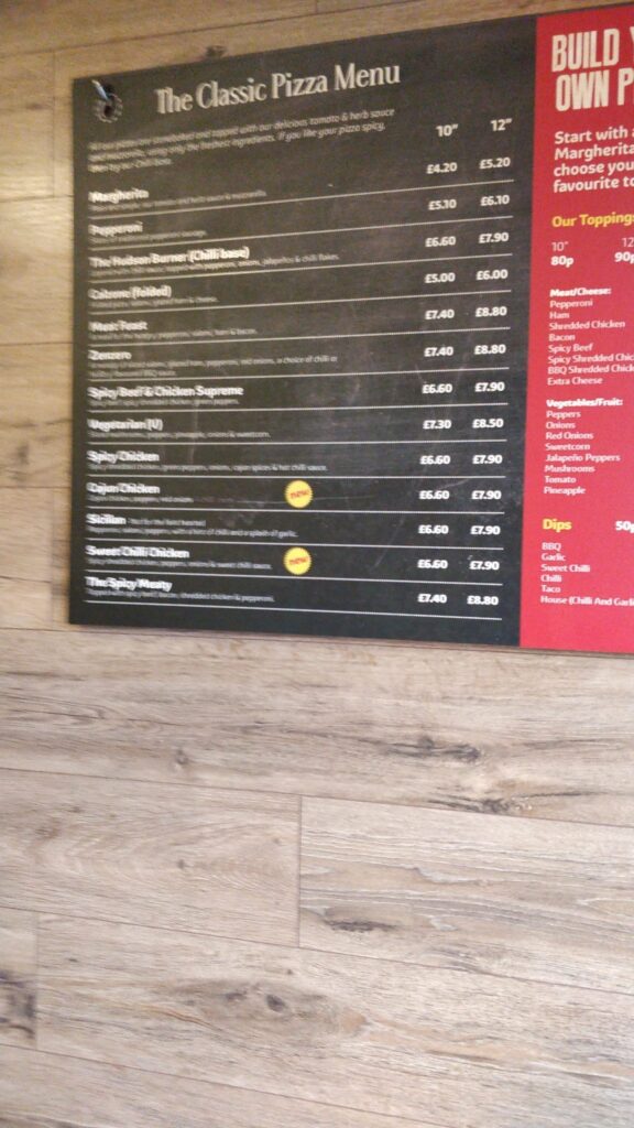 Hudsons Pizza Belfast Menu