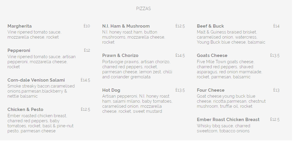 belfast woodfired pizza co pizza menu